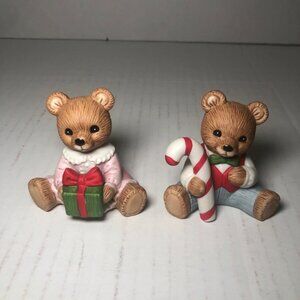 Homco Home Interior 5211 Bears Christmas Holiday Figurines Candy Cane Present